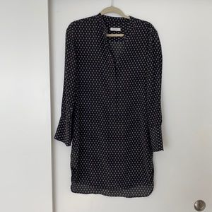 Equipment Long sleeve silk shirtdress